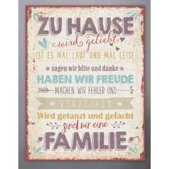 Metallschild groß - Zu Hause - Familienregeln Metallschild groß - Zu Hause - Familienregeln