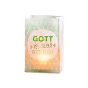 Glas-Windlicht-Dekotüten - Gott ist stets bei dir! Glas-Windlicht-Dekotüten - Gott ist stets bei dir!