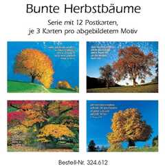 Postkartenserie Bunte Herbstbäume, 12 Stück