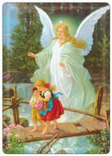 Metallic-Card: Engel und Kinder