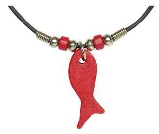 Halskette mit Ichthys-Fisch - rot