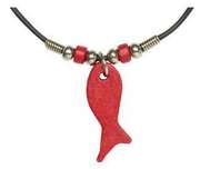 Halskette mit Ichthys-Fisch - rot
