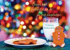 Postkarte "Fröhliche Weihnachten - Jesus hat Geburtstag & du bist..." - 5 Stück